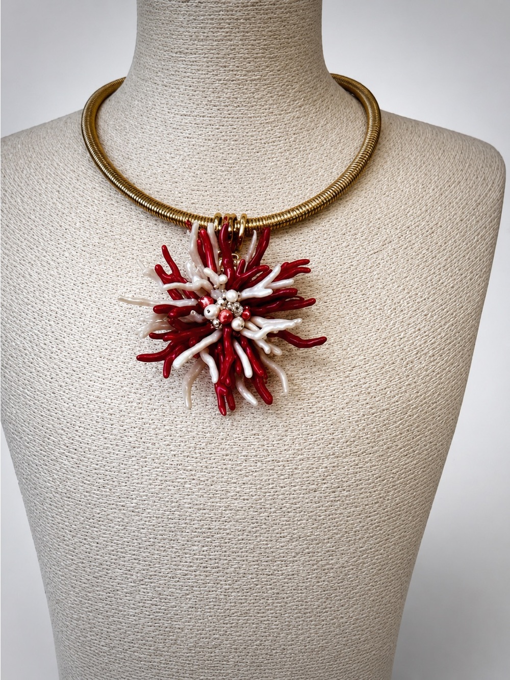 Coral Flower Collar Necklace